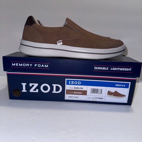 Izod Other - Izod Mens Size 9 Barlow Slip-On Loafers Brown Lightweight Durable Shoes Sneakers